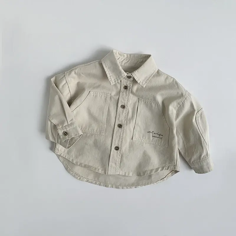 Thumbnail: New Children's Clothes 2025 Kids Shirts with Collar Boys' Cotton Long Sleeved Ba