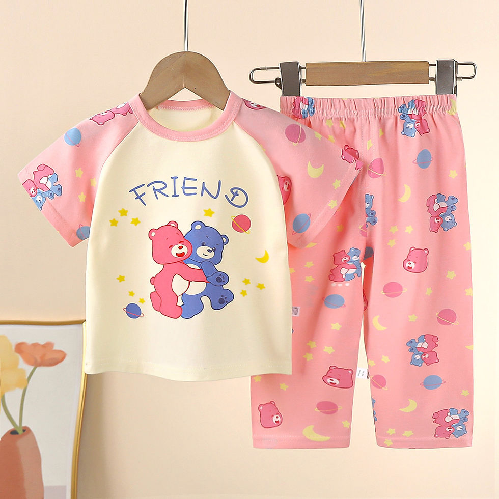 Thumbnail: Kids Clothes Children's Set Short Sleeve Cotton Summer Baby Pajamas Set Children