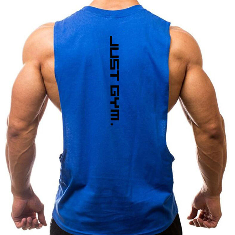 Thumbnail: Gym Clothing Men Sides Cut Off T-shirts Dropped Armholes Tank Tops Workout Fitne