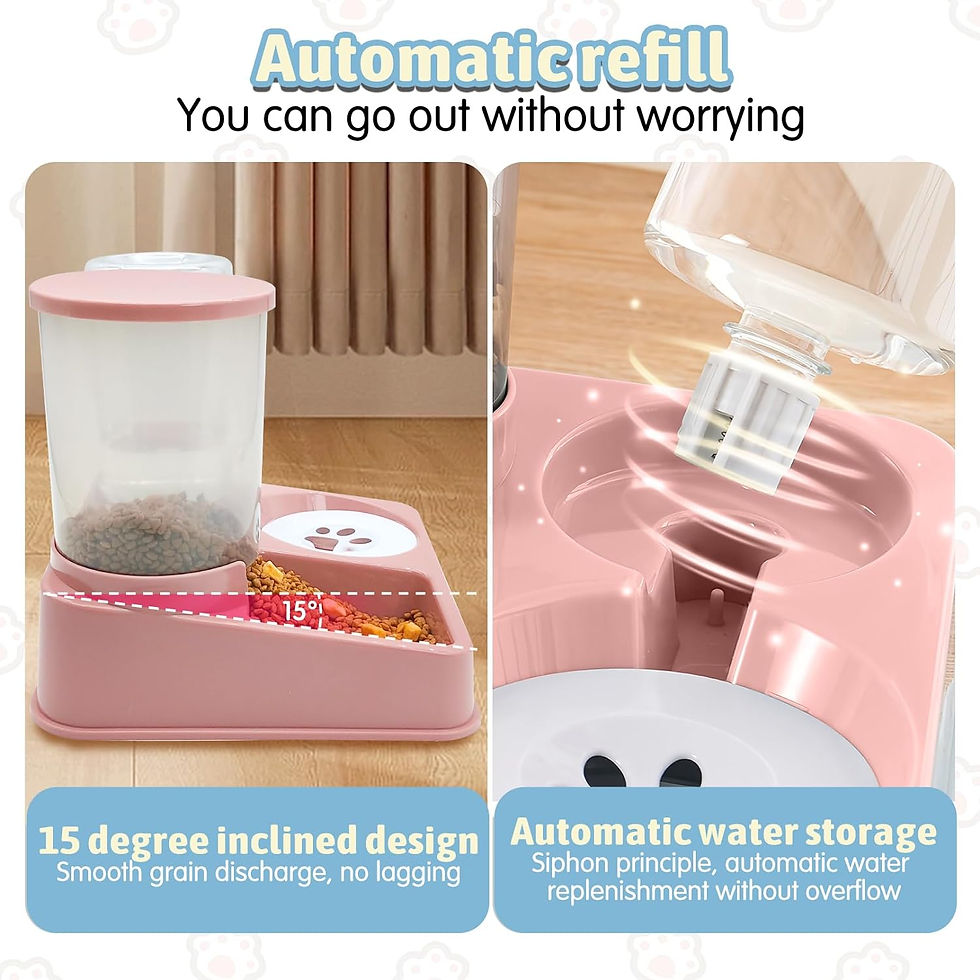 Thumbnail: Automatic Cat Feeder Water Dispenser Set, 2 In 1 Tilted Automatic Pet Food And W