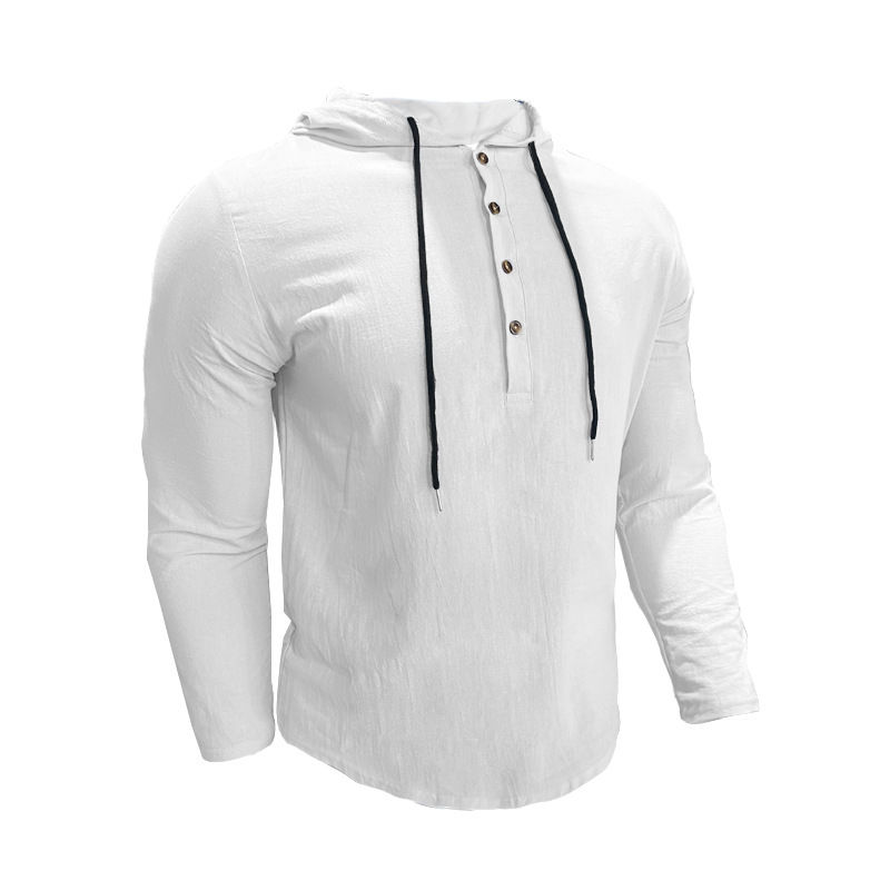 Thumbnail: 2024 New Cotton and Linen Shirt Men's Hooded Loose Large Size Casual Long-Sleeve