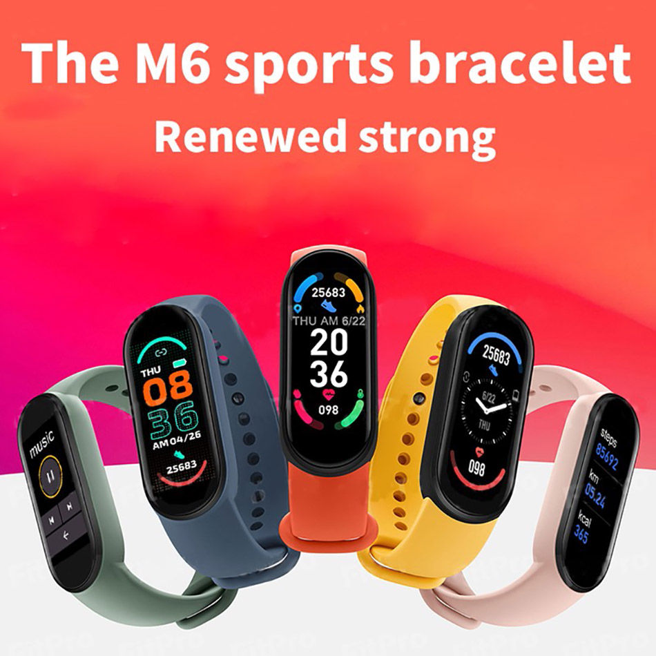Thumbnail: M6 Smart Watch Men Women Fitness Smart Bracelet Sports Band Heart Rate Blood Pre