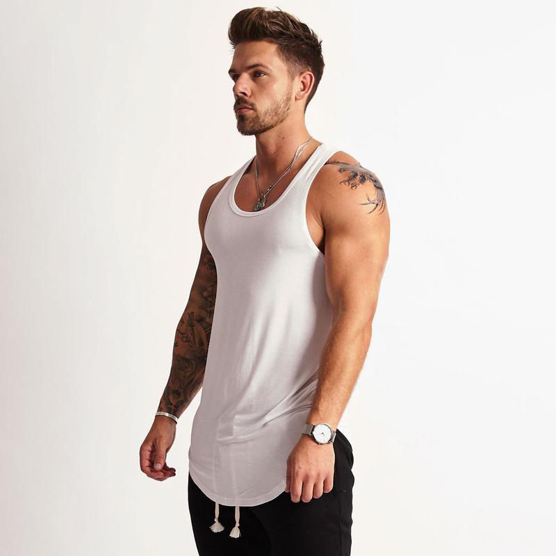 Thumbnail: Solid Color Cotton Breathable Summer Clothing Gym Workout Muscle Fitness Bodybui