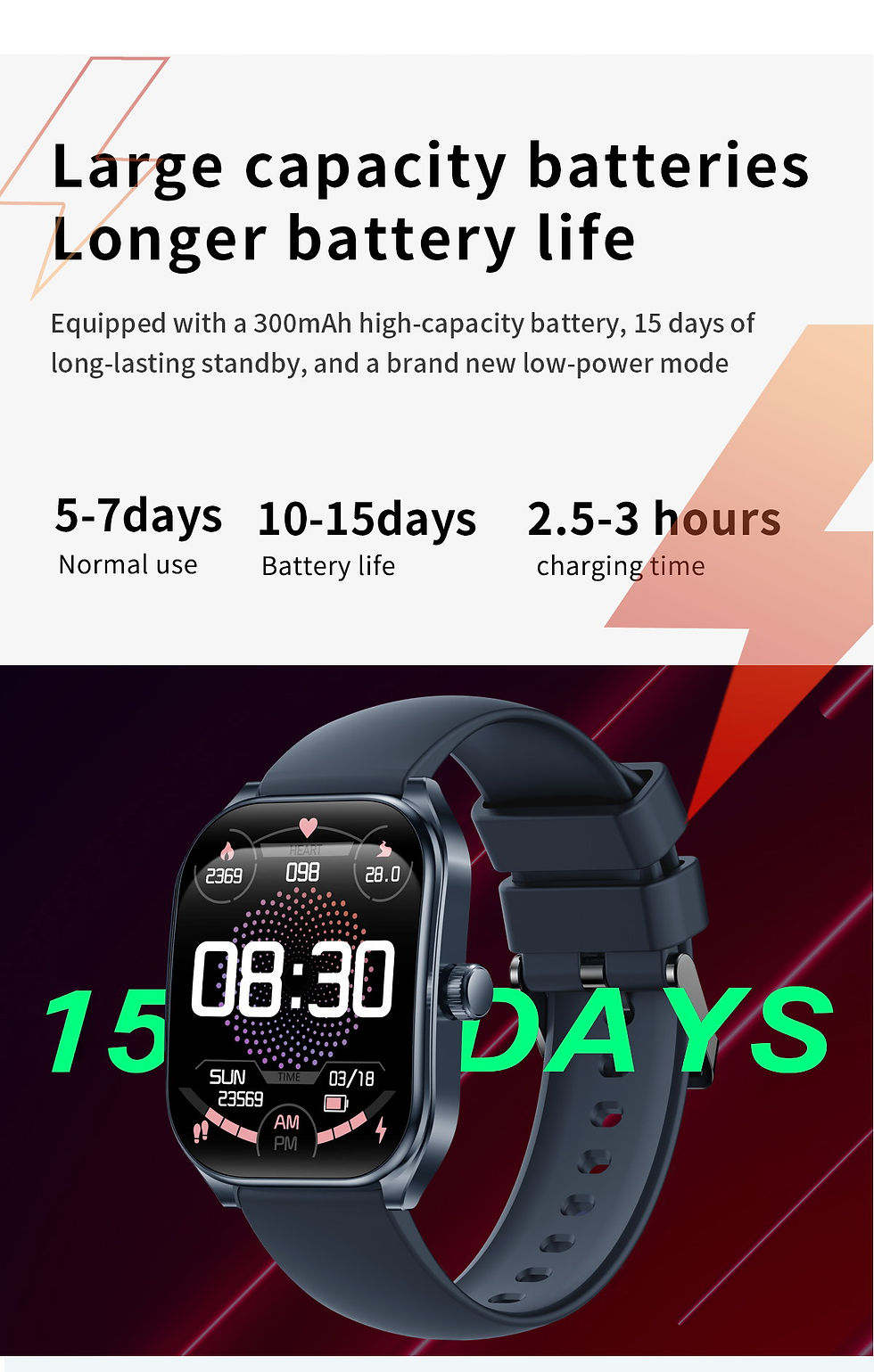 Thumbnail: Smart Watch 2.01'' AMOLED Curved Screen IP68 Waterproof Bluetooth 5.3 Call AI Vi