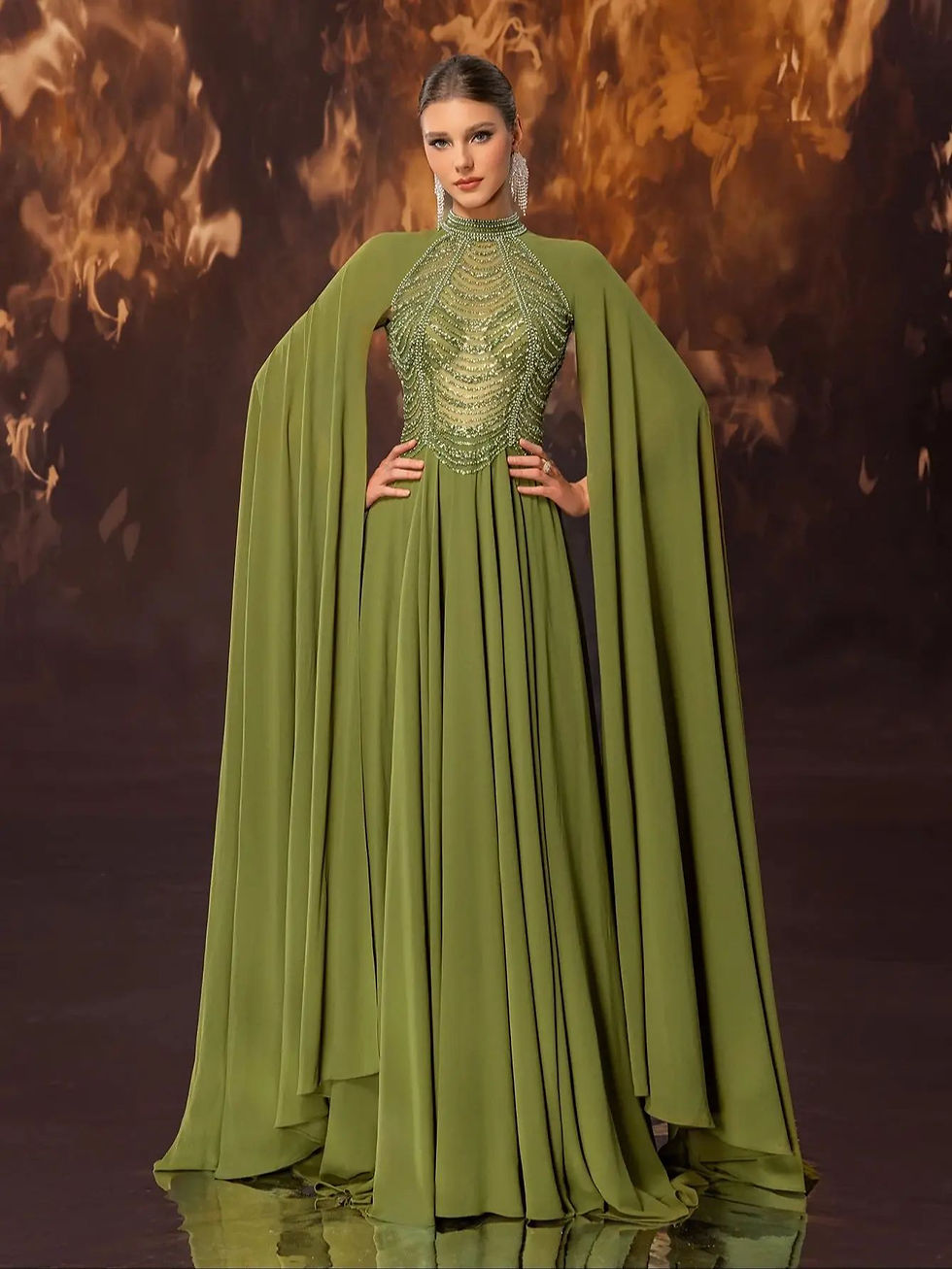 Thumbnail: Ladies' formal banquet evening dress, high-end and gorgeous chiffon nail bead st