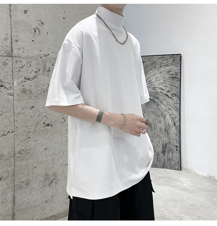 Thumbnail: Mens Streetwear Turtleneck Tshirt Men Solid Color Male Oversized Hip Hop T Shirt
