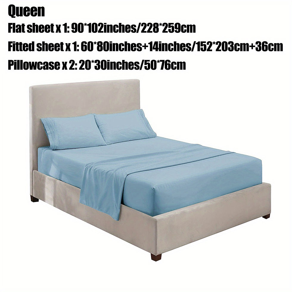 Thumbnail: Soft, Durable 3/4pc Bedding Set – Includes Fitted & Flat Sheets, 1/2 Pillowcas
