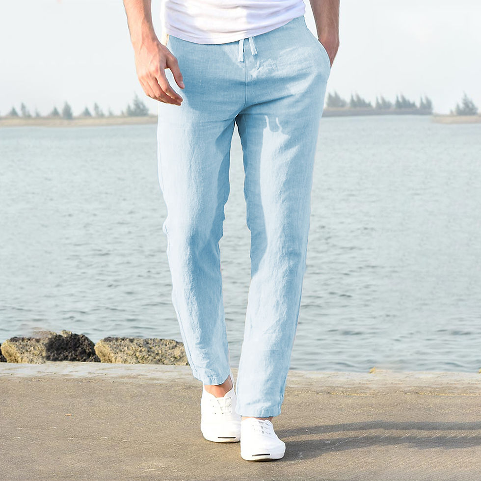 Thumbnail: Men's Cotton Linen Pants Male Autumn New Breathable Solid Color Linen Trousers F