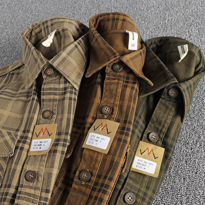 Thumbnail: Fashionable Checked Cotton Shirt for Men, Ideal for Autumn Casual Wear, Washable