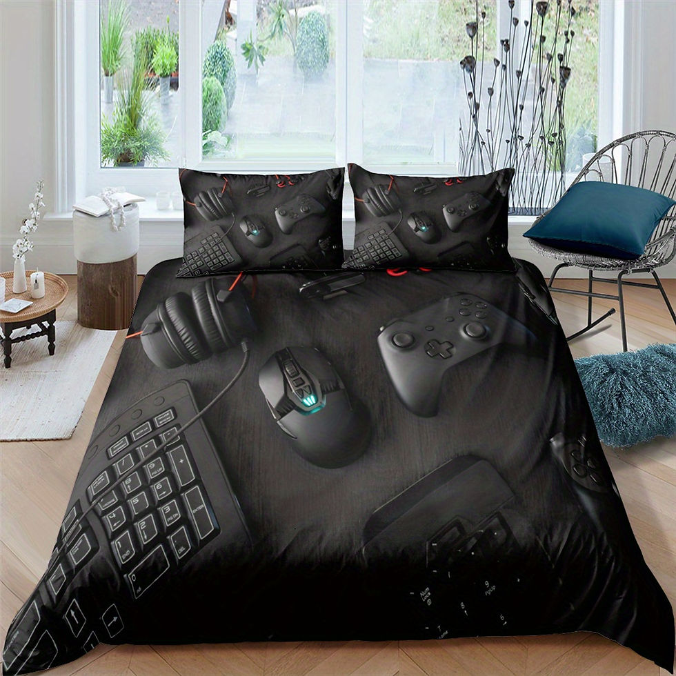 Thumbnail: 2/3pcs Modern Gamepad Print Duvet Cover Set (1Duvet Cover+1/2Pillowcase), Youth 