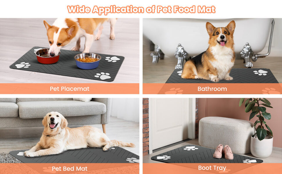 Thumbnail: Pet Feeding Mat-Absorbent Pet Placemat for Food and Water Bowl, with Waterproof 