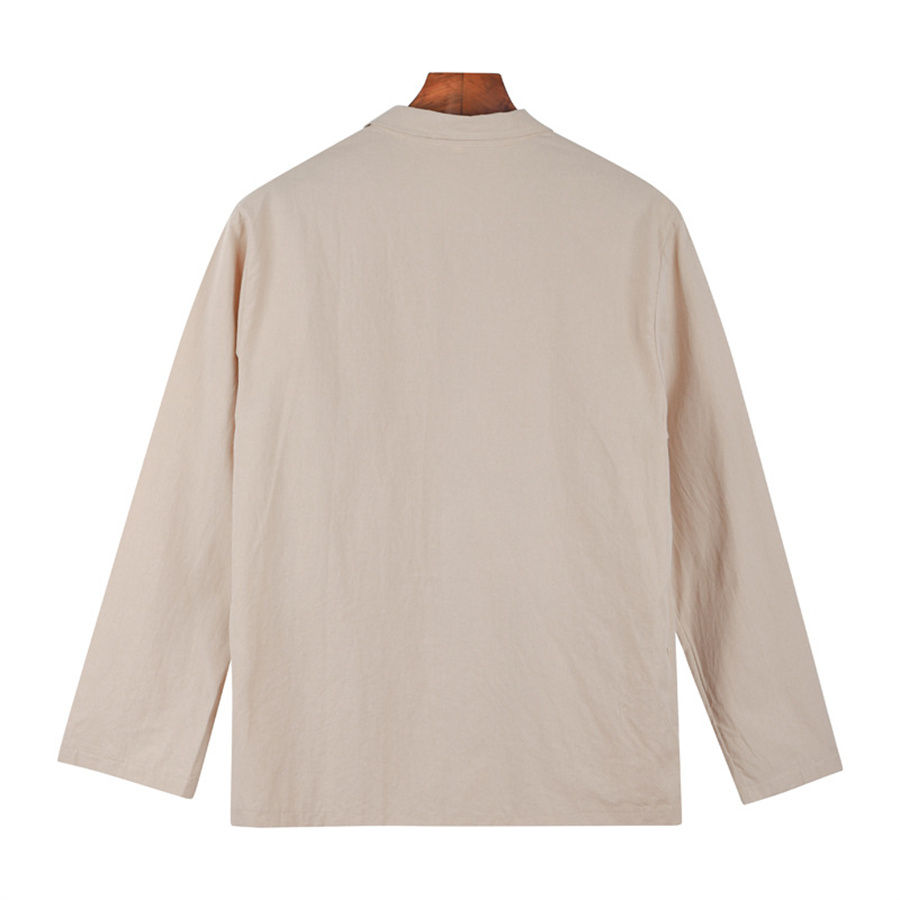 Thumbnail: Cotton Linen Men's Extremely Thin Jacket Summer Solid Color Lapel Shirt Casual C