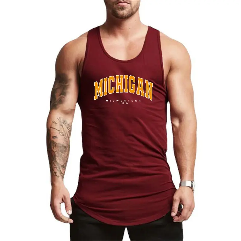 Thumbnail: Summer Cotton Breathable Workout Gym Clothing Mens Fitness Bodybuilding Muscle U