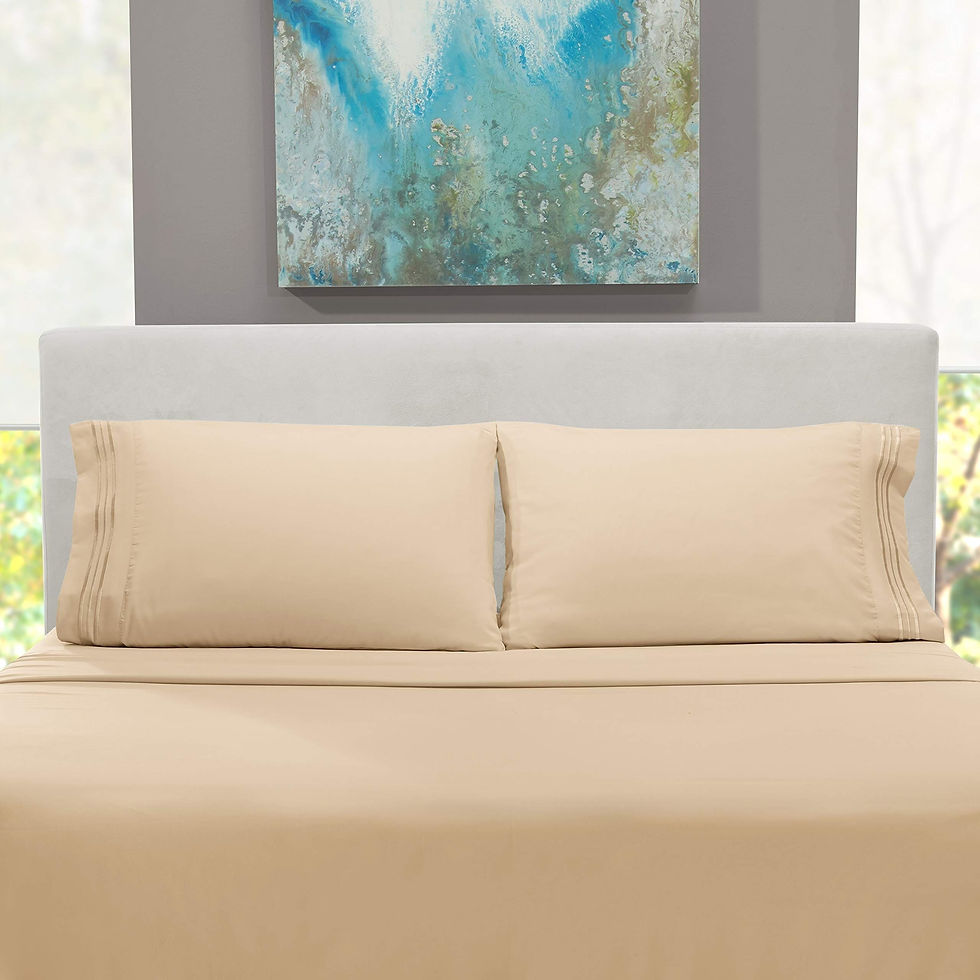 Thumbnail: 3/4pcs Beige Synthetic Fiber Sheet Set, Soft Brushed Microfiber Luxury Bedding S