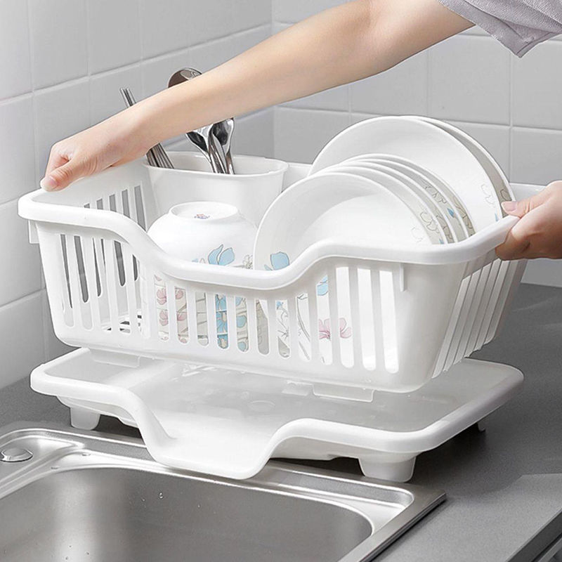Thumbnail: Kitchen Drainage Rack With Drainer Board Countertop Utensils Plates Chopsticks B