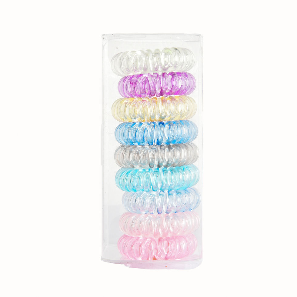 Thumbnail: 9 Pcs Spiral Hair Ties No Crease, Coil Hair Ties, Phone Cord Hair Ties, Women Po