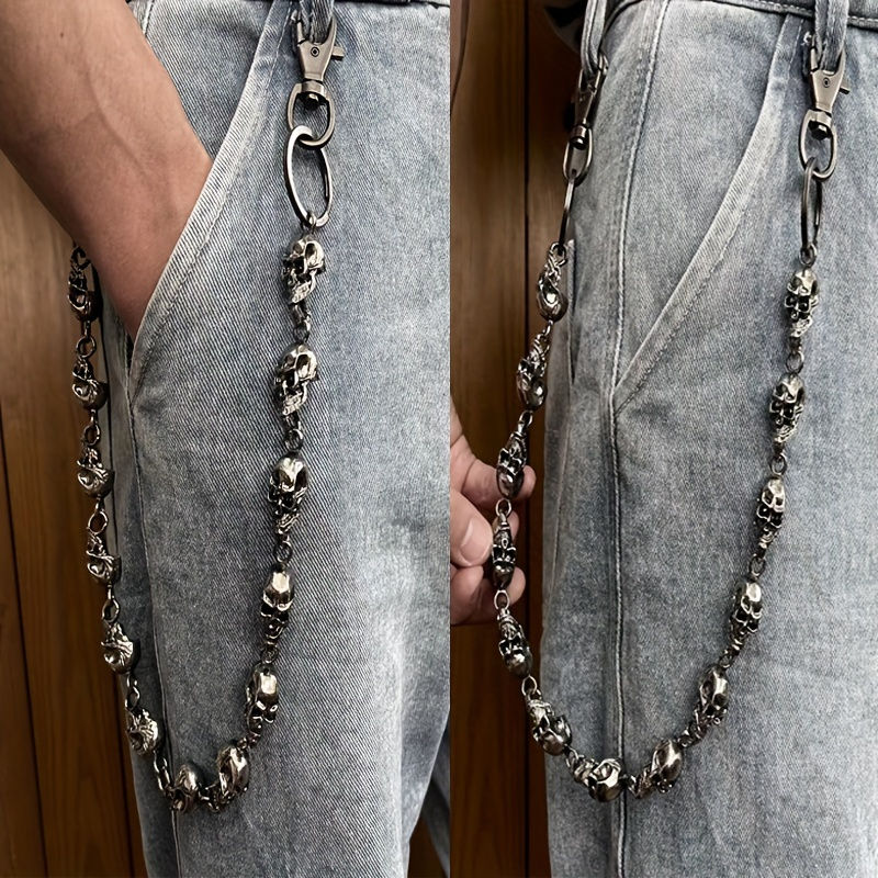 Thumbnail: Fashionable Retro Skull Pants Chain Heavy Waist Chain Men's And Women's Jeans Ch