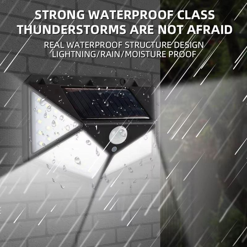 Thumbnail: 100 LED Solar Lights Outdoor Wall Lamp 3 Modes 270° Lighting Angle IP65 Waterpr