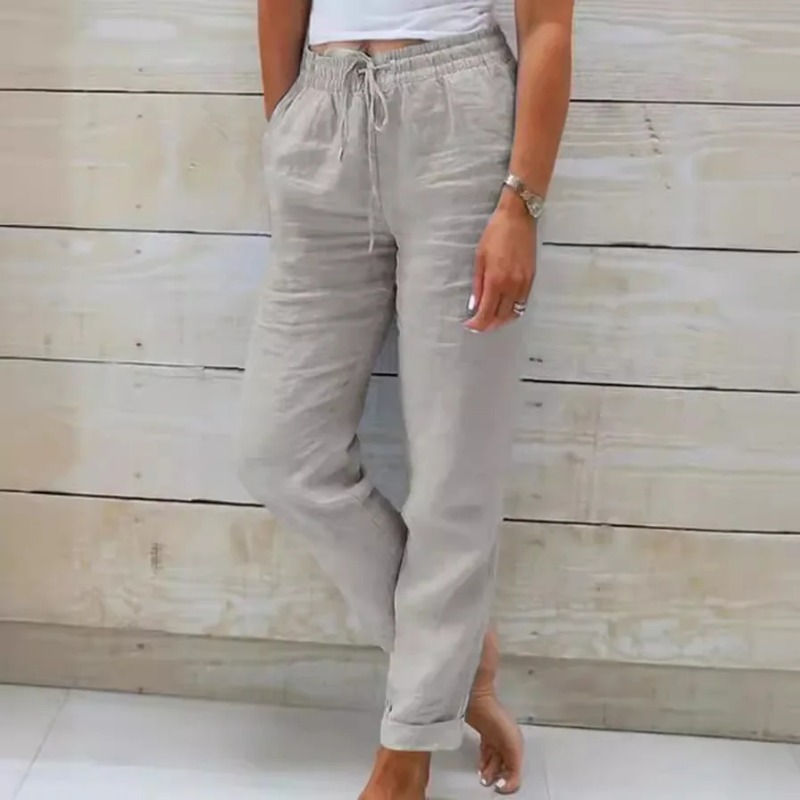 Thumbnail: Cotton Linen Pants For Women Fashion Streetwear Elegant Summer Casual Solid Colo