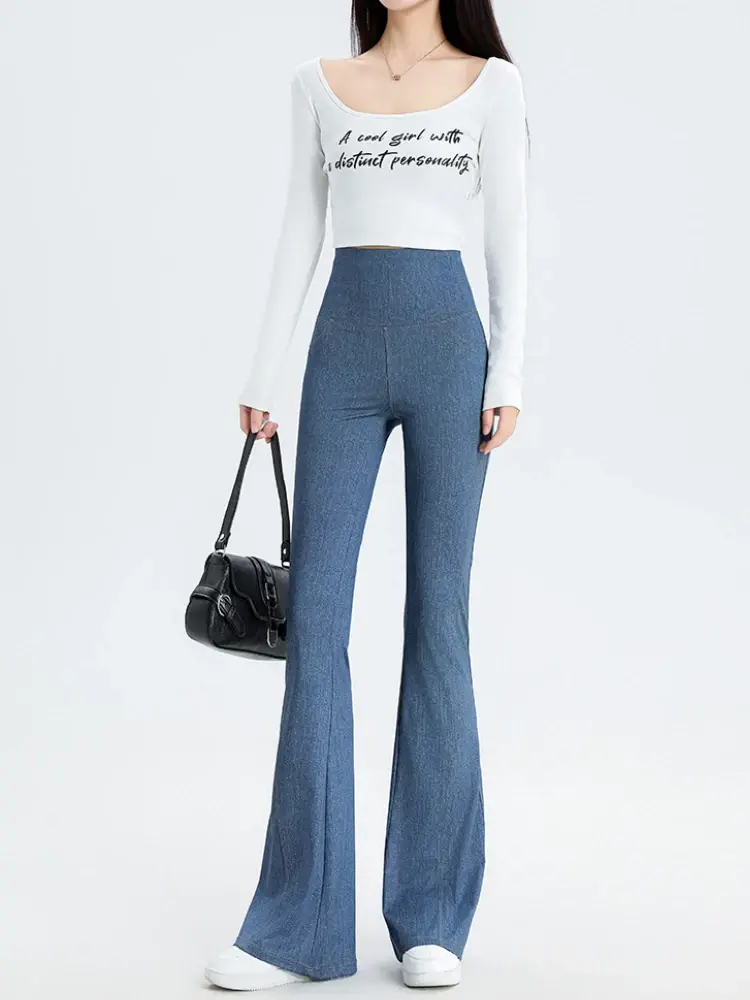 Thumbnail: Denim Pants Women Clothing Wear Slightly High Waist Slim Hip Lift 2024 Spring an