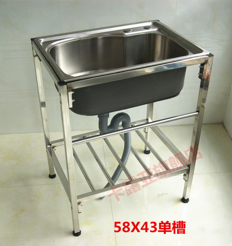 Thumbnail: The kitchen is thick and simple, stainless steel sink, single sink, double sink,
