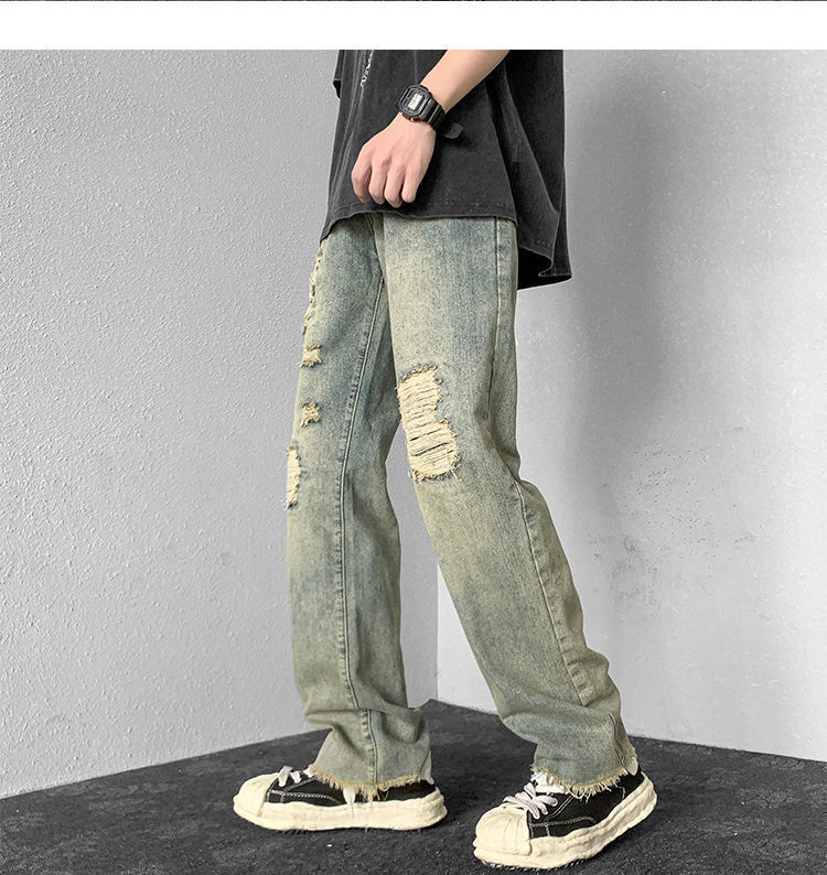 Thumbnail: European Jeans hiphop Hombre Jean Men Embroidery Patchwork Ripped Jeans For Men 