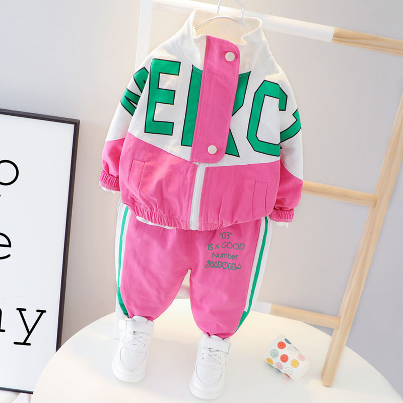 Thumbnail: Fashion Children Boys Girls Clothing Suit Spring Autumn Baby Cotton Jacket Pants