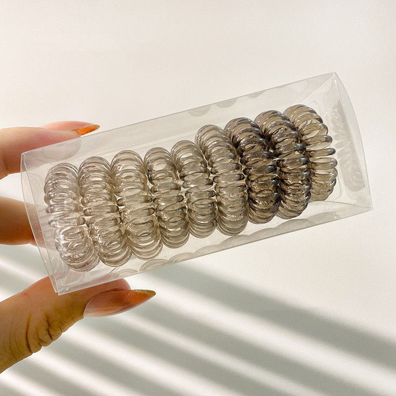 Thumbnail: 9 Pcs Spiral Hair Ties No Crease, Coil Hair Ties, Phone Cord Hair Ties, Women Po