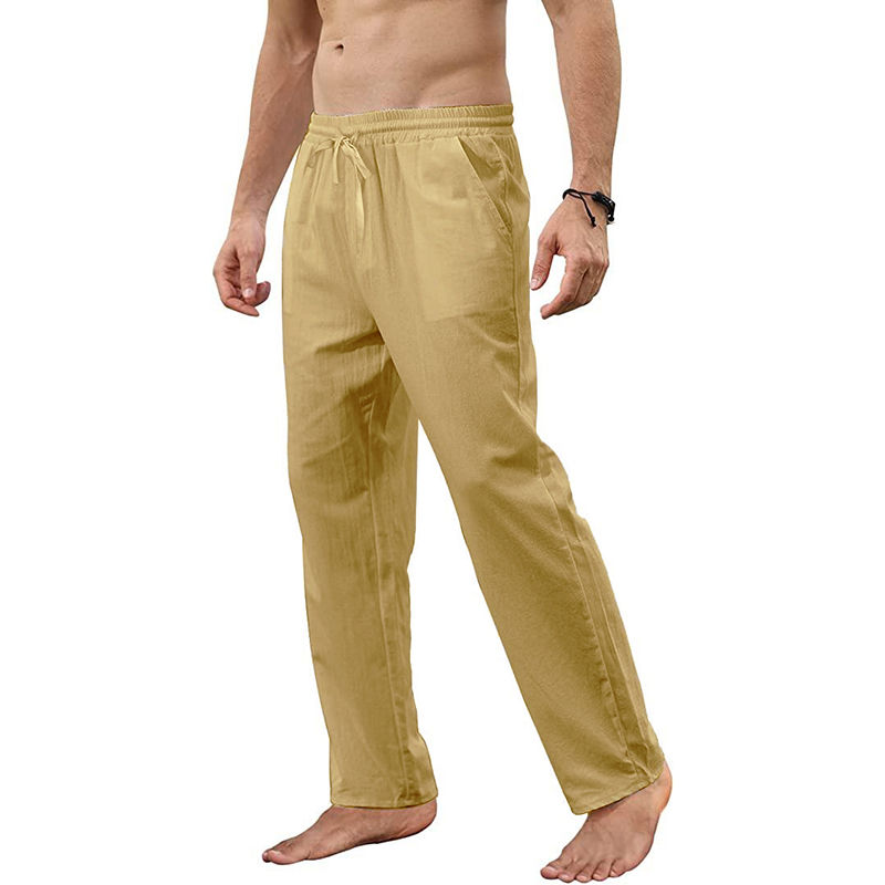 Thumbnail: Men's Cotton Linen Pants Loose Breathable Casual Solid Color Long Pants Large Si