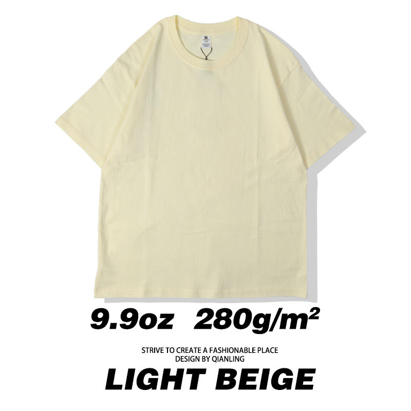 Thumbnail: 280GSM New Summer 100%Cotton T Shirts Men Casual Short Sleeve Cotton Crew Neck S
