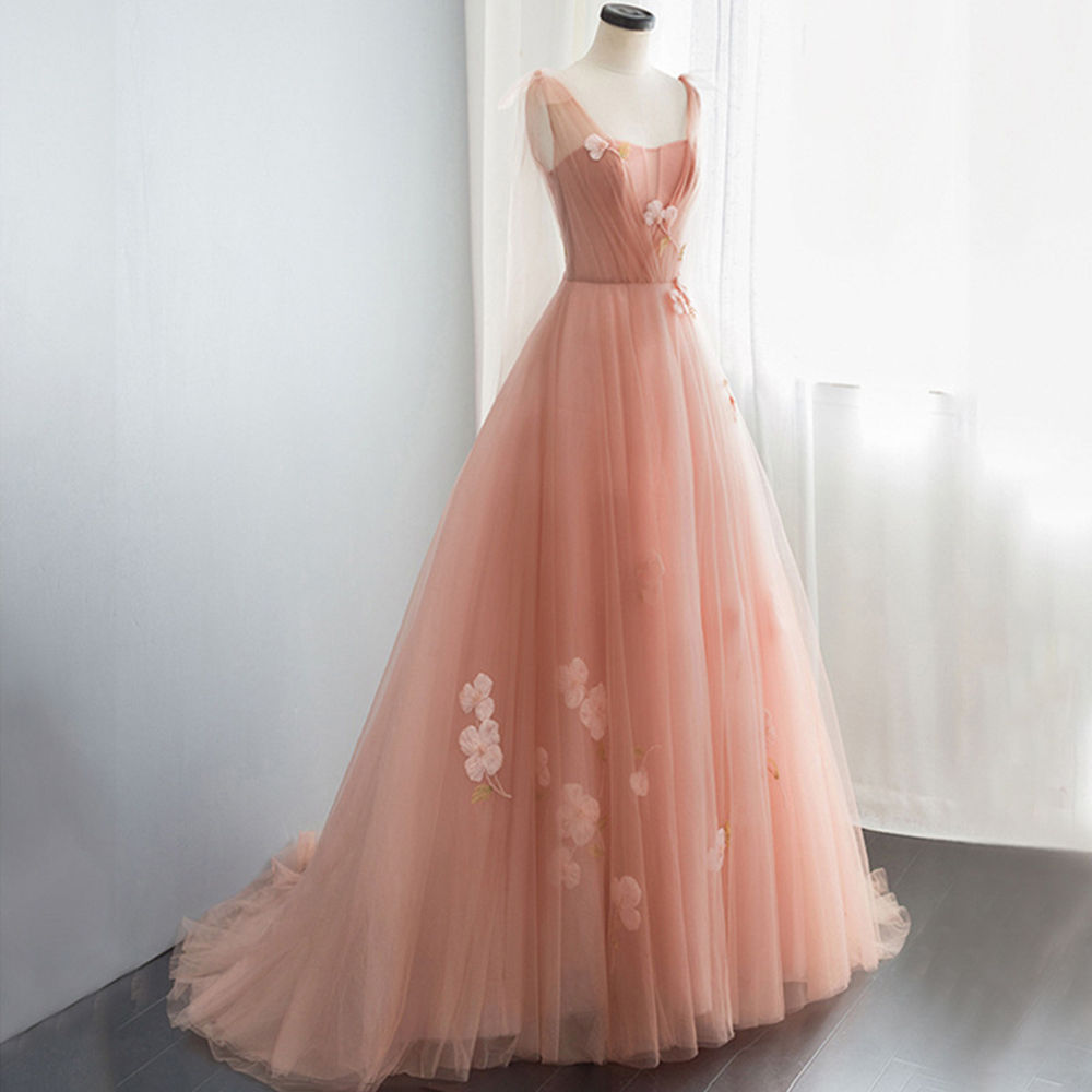 Customized Women Evening Dresses Tulle Appliques Prom Party Gowns Formal Vestido