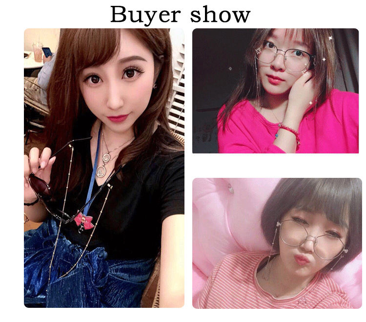Thumbnail: Fashion Metal Men women Eyeglass Chains Sunglasses Reading Beaded Glasses Chain 