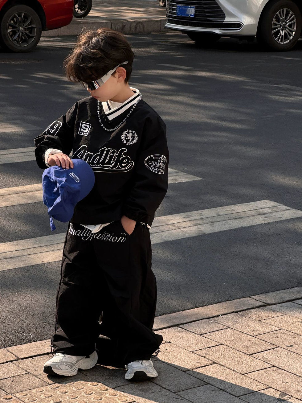 Thumbnail: 2025 Spring Children 2PCS Boys Clothing Set American Style Retro Personality Top