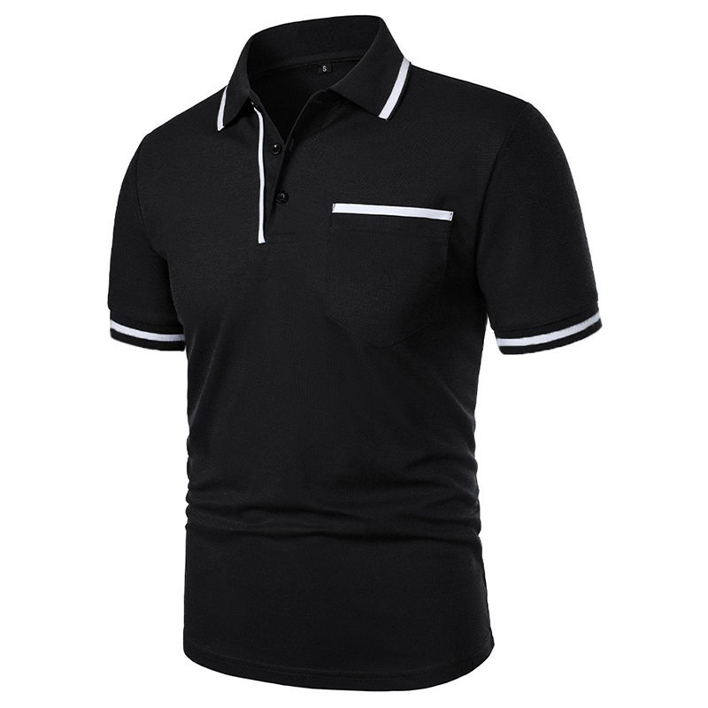 Thumbnail: New Men's Short Sleeve Polo Shirts Solid Color Casual T-shirt Summer Trendy Brea