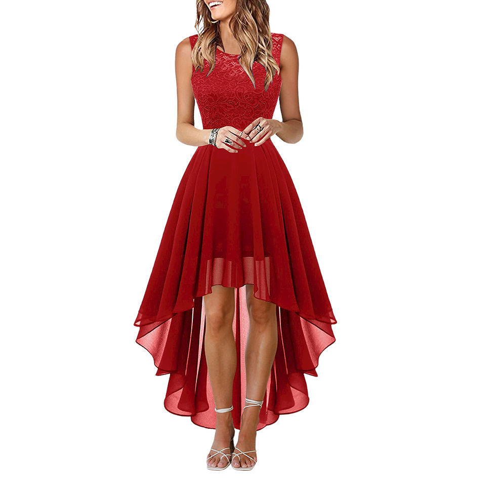Thumbnail: Lady Evening Gowns Dress Plus Size Formal Occas Lace Sleeveless Dress Elegant So