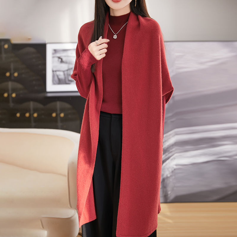Thumbnail: High end 100% pure wool shawl, paired with women's long fashionable cape, sweate