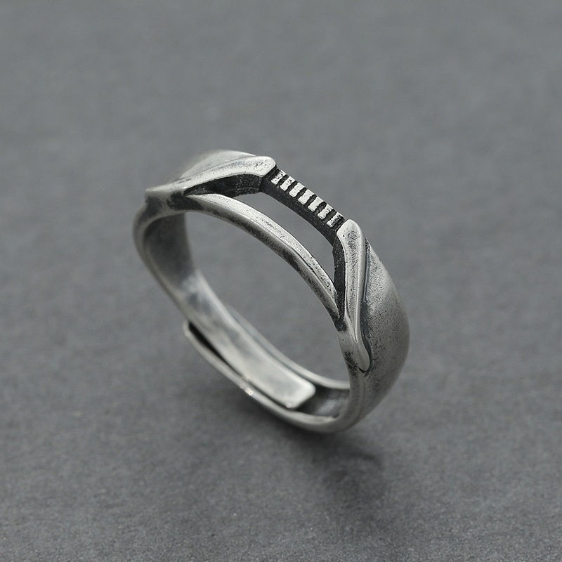 Thumbnail: Trendy S925 Ring Male Index Finger Accessories Personality Hollow Lines Design M