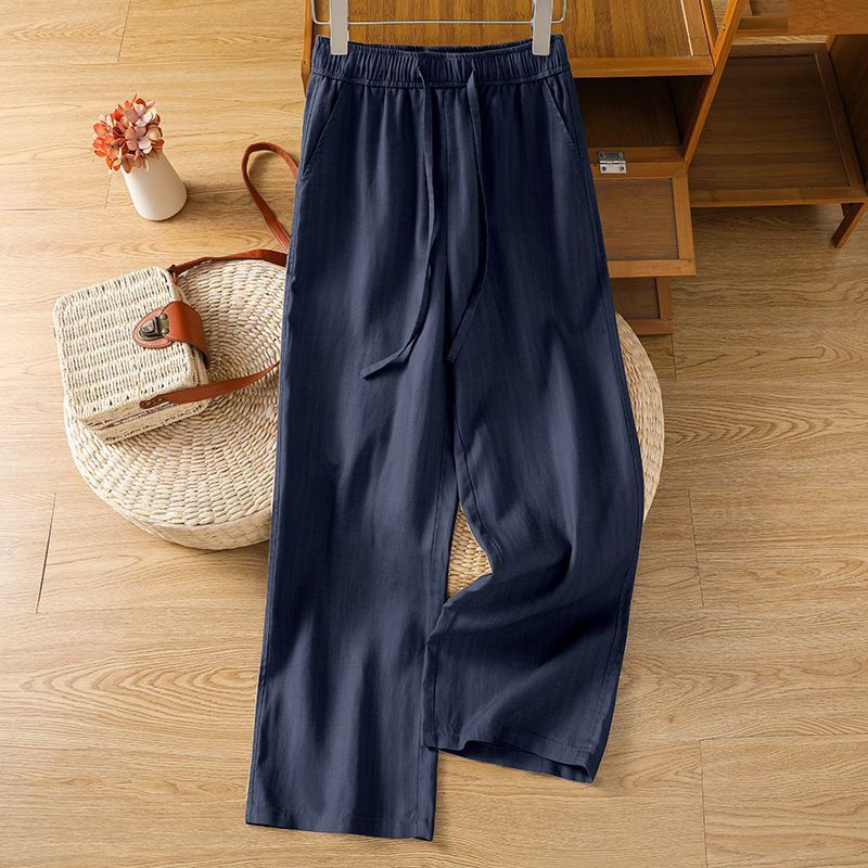 Thumbnail: White Linen Wide Leg Pants Women Summer High Waist Relaxed Fit Casual Trousers L