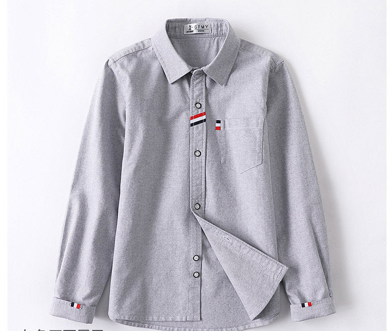 Thumbnail: Children Shirts Cotton 100% Solid Color Full-sleeved Kids Boy's Shirts Clothing 
