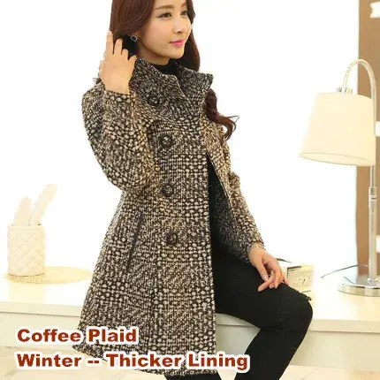 Thumbnail: New Women's Wool Blends Coat Winter 2023 Autumn Fashion Elegant Mother Turtlenec