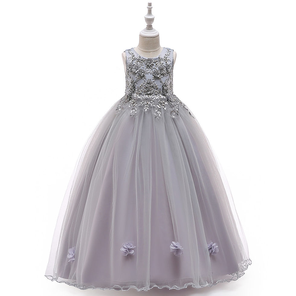 Thumbnail: Long Pageant Formal Evening Dresses For Girls Children Lace Bridesmaid Prom Gown