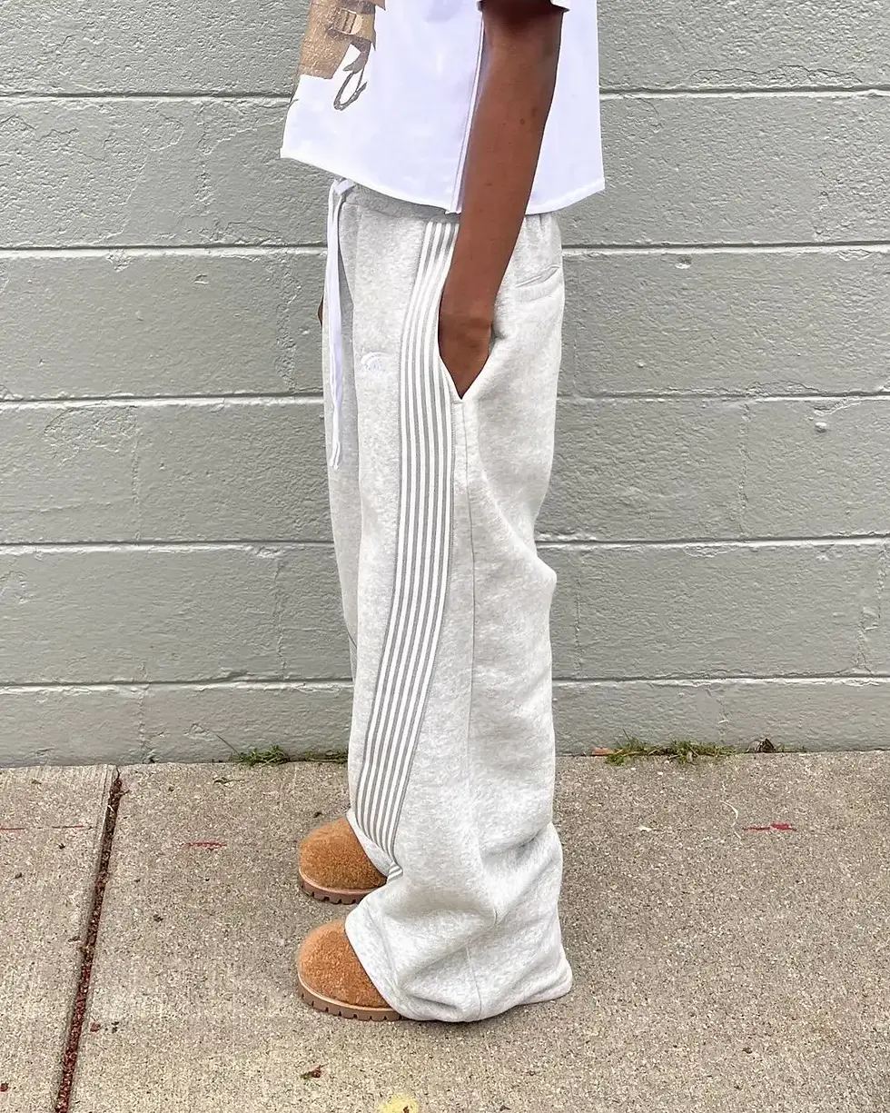 Thumbnail: Casual Grey Embroidered Trousers Y2k Running Lace Chandelier Trousers Functional