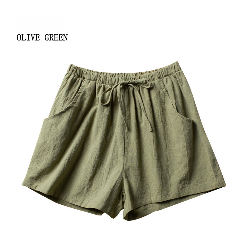Thumbnail: Casual Linen Shorts Women Gym Workout Shorts Cotton Short Pants High Waisted Bla