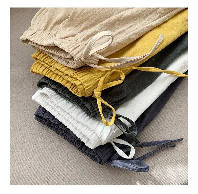 Thumbnail: Casual Linen Shorts Women Gym Workout Shorts Cotton Short Pants High Waisted Bla