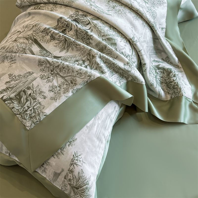 Thumbnail: Tropical Forest Plants Print Luxury Bedding Set Lyocell Bamboo Fiber Soft Silky 