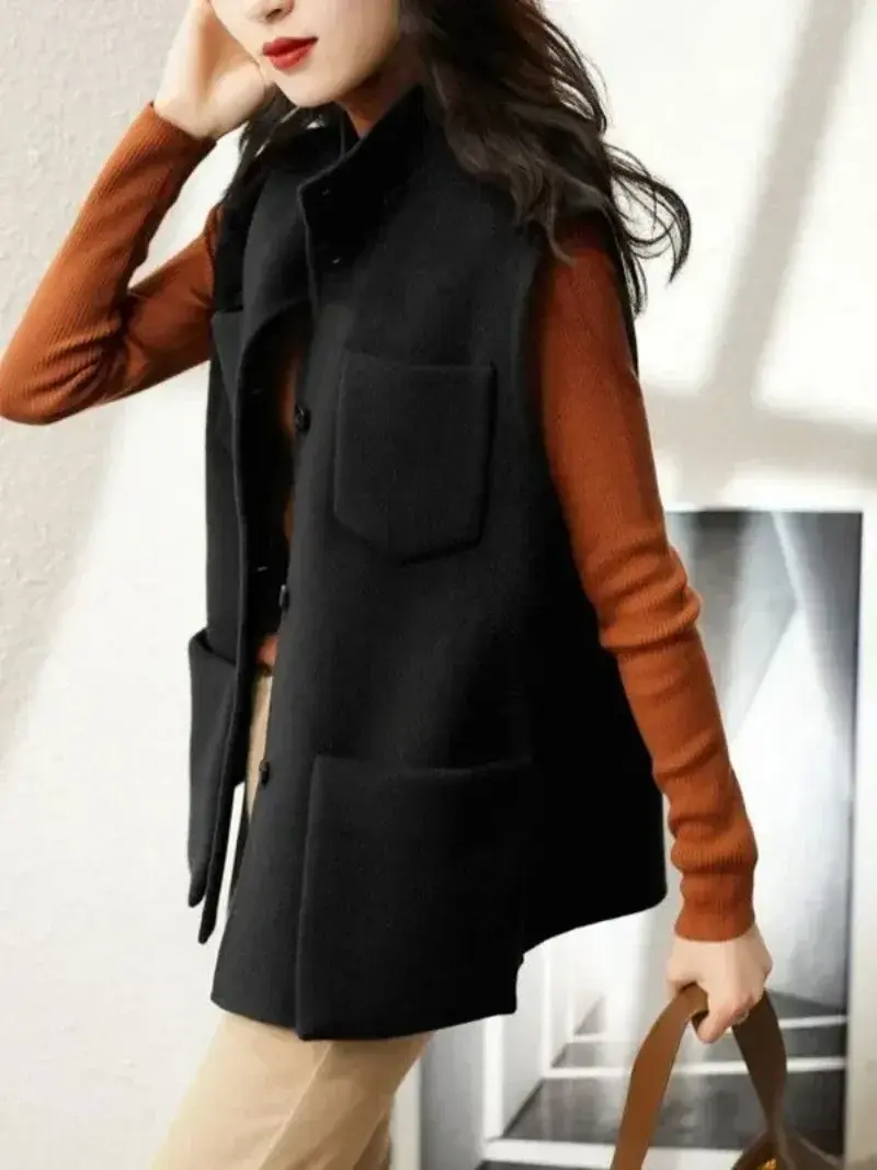 Thumbnail: Warm Loose Wool Vest for Women Lightweight Padded Winter Clothing Elegant Waistc