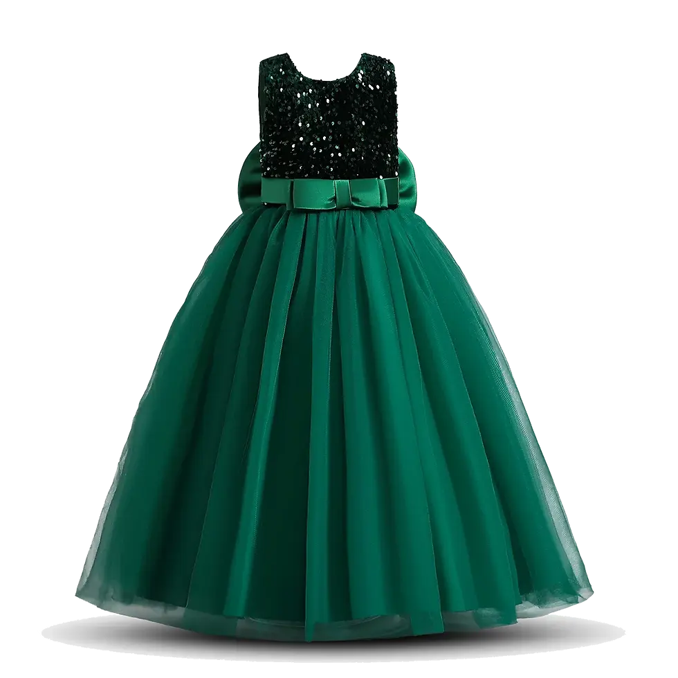 Thumbnail: Elegant Party Dress for Girls Short Sleeve Princess Dress for Wedding Kids Sequi