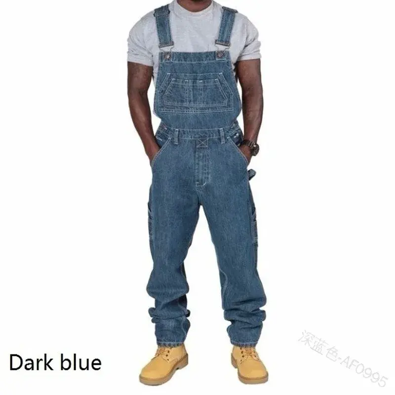 Thumbnail: Mens Jeans 2025 Overalls Men Pockets Casual Loose Long Denim Pants Slim Splice S