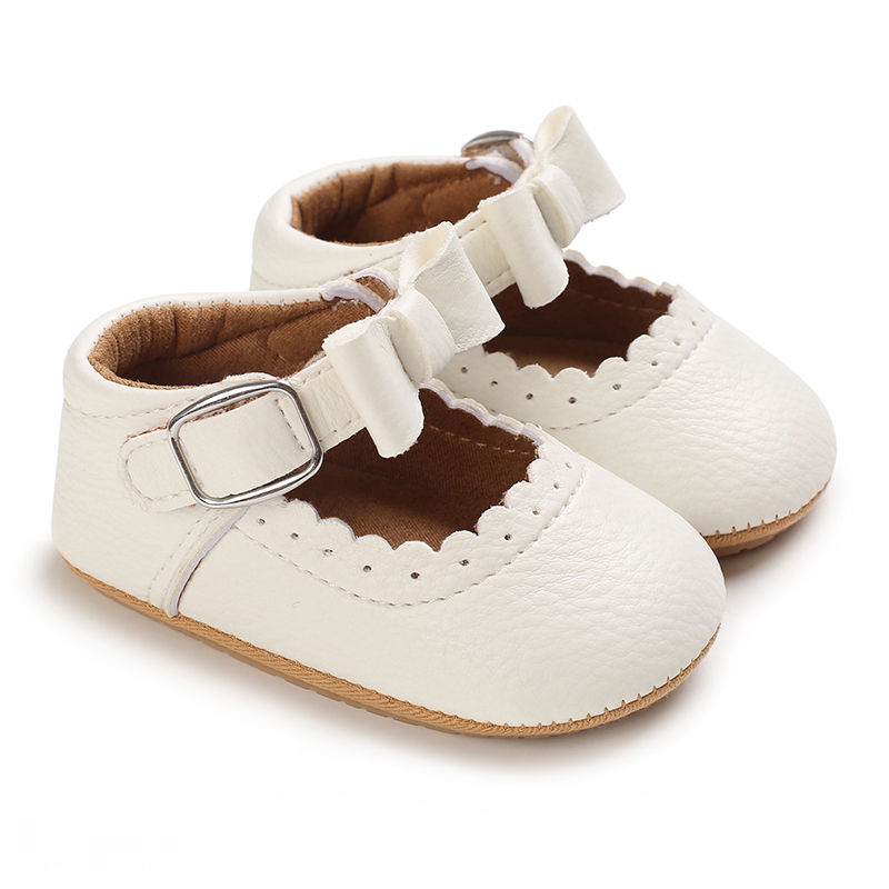 Thumbnail: Baby Shoes Girls' Newborn White Series Forefoot Shoes PU Leather Flat Bottom Sof