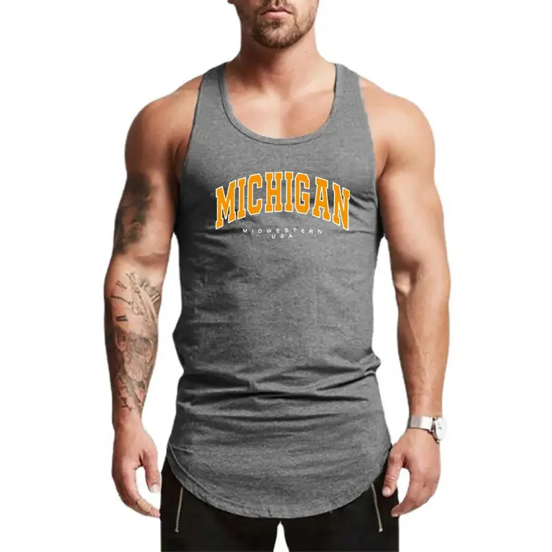 Thumbnail: Summer Cotton Breathable Workout Gym Clothing Mens Fitness Bodybuilding Muscle U